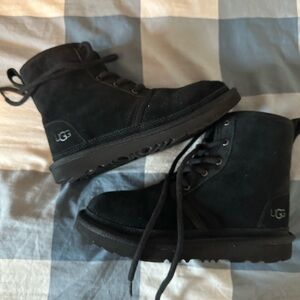 Black Zippered Ugg boots worn